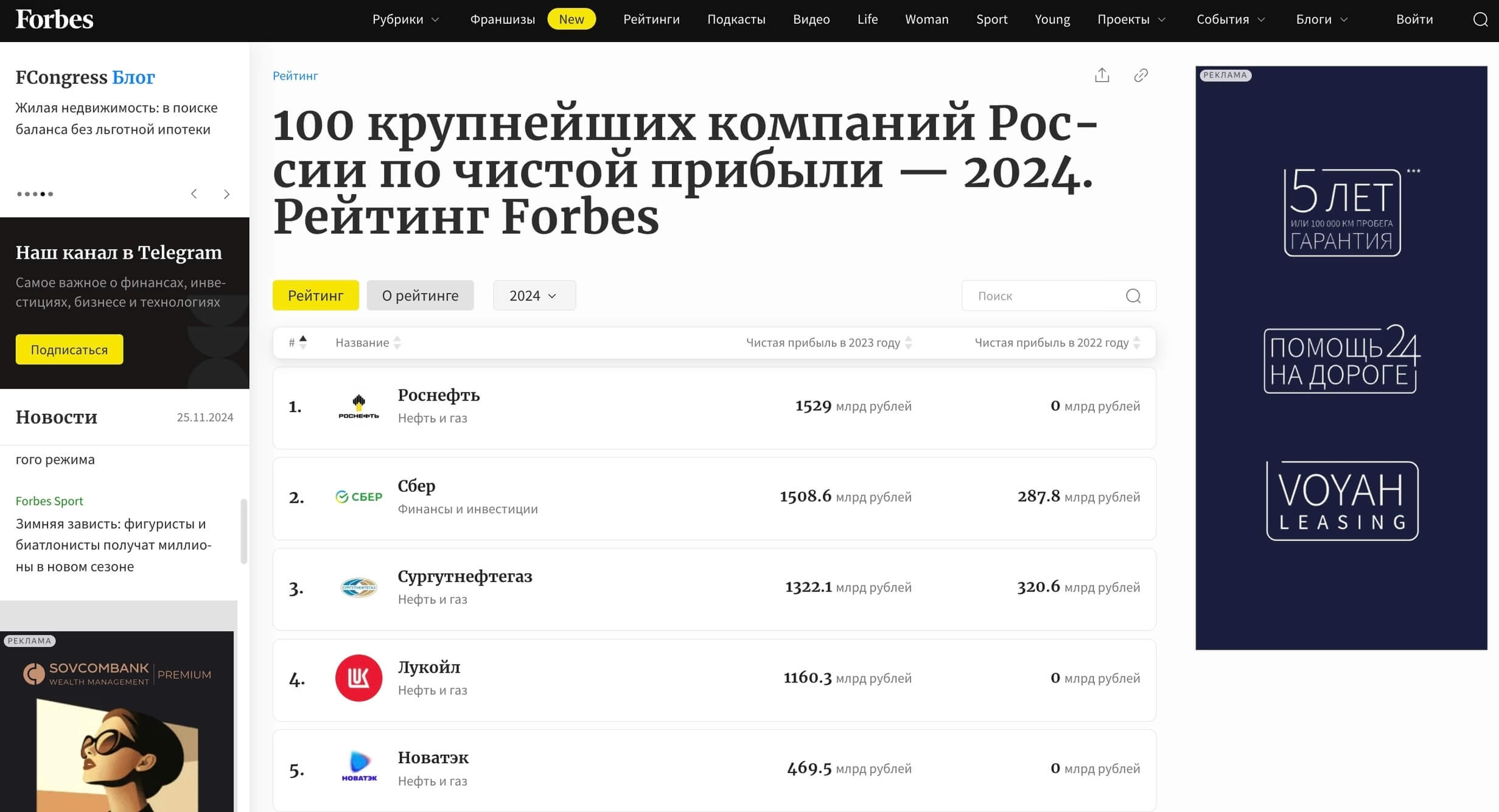 скриншот сайта Forbes