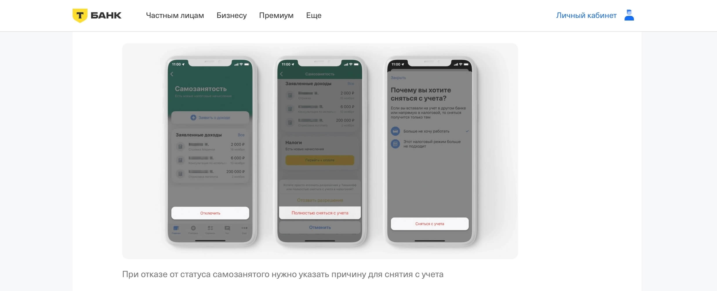 снятие с НПД в приложении «Т-Банка»